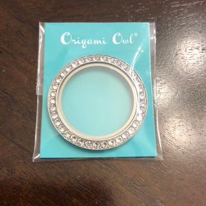 Large Silver Twist Origami Owl Face W/Crystals